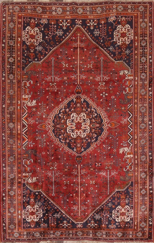 Vegetable Dye Antique Abadeh Persian Area Rug 5X8: Title:Vegetable Dye Antique Abadeh Persian Area Rug 5X8Origin:A Beautiful Genuine Iran ( Persia ) Abadeh rug is Hand Knotted by skillful weavers in Iran ( Persia ) with 100% Wool Material. This rug