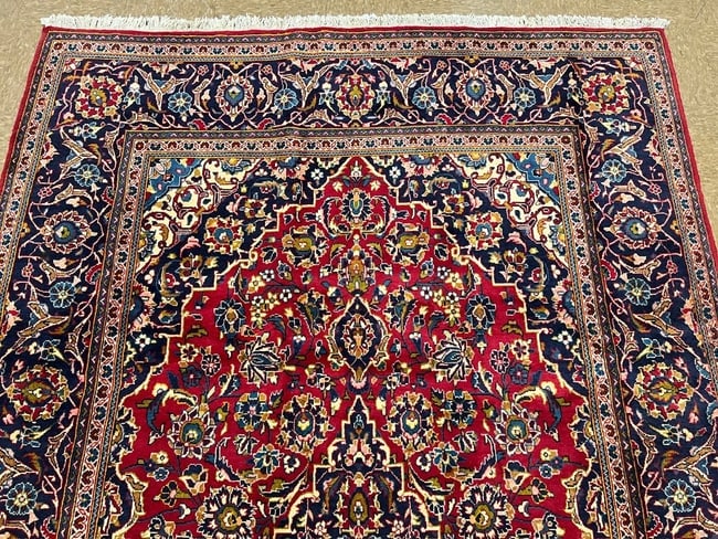 Hand-Knotted Persian Kashan Red Semi-Antique 1970s Oriental Area Rug Carpet 6'4" X 10'9" - 5