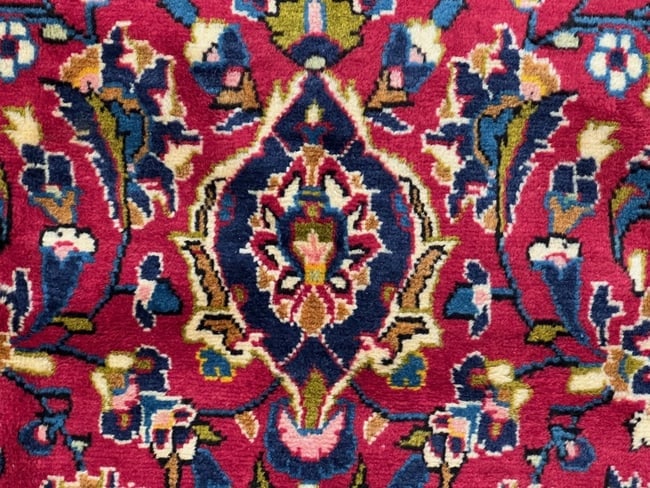 Hand-Knotted Persian Kashan Red Semi-Antique 1970s Oriental Area Rug Carpet 6'4" X 10'9" - 6
