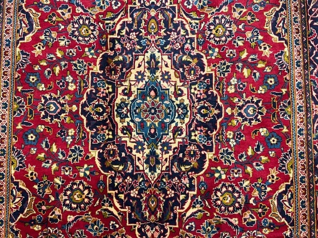 Hand-Knotted Persian Kashan Red Semi-Antique 1970s Oriental Area Rug Carpet 6'4" X 10'9" - 7