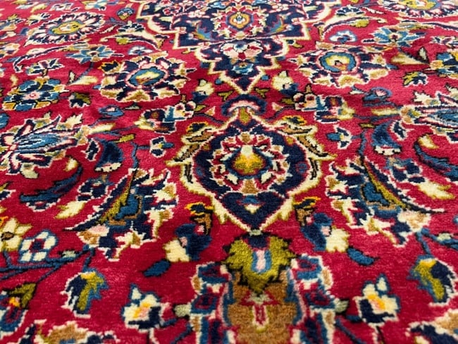 Hand-Knotted Persian Kashan Red Semi-Antique 1970s Oriental Area Rug Carpet 6'4" X 10'9" - 9