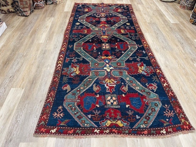 Antique Kuba Syechour Caucasian Rug-1479: Title:Antique Kuba Syechour Caucasian Rug-1479 Description:Beautiful antique Syechour Caucasian Rug from northeast Caucasian, size 4 ft. 7 inches by 10 ft. 2 inches, circa late 19th century, eXcellent