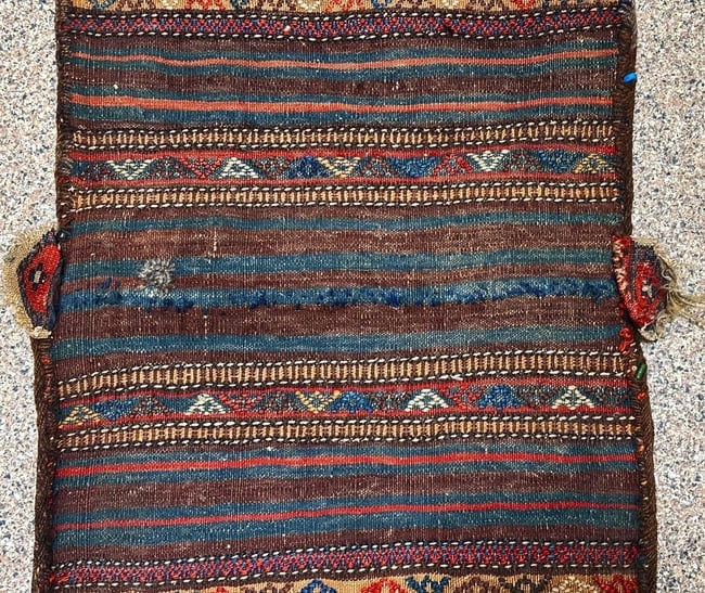 Hand-Knotted Antique Persian Farahan Tribal Double Saddle Bag Wool Rug 1'9" X 4'3" - 16