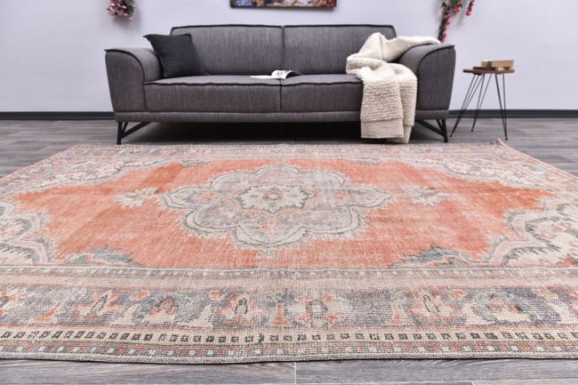 6'3'' X 9'3'' Handmade Vintage Wool Rug - 245382: Title: 6'3'' X 9'3'' Handmade Vintage Wool Rug - 245382Description:6'3'' X 9'3'' Handmade Vintage Wool Rug - 245382Origin:TurkiyeDate/Period:1960-90Materials:Wool,CottonDimension:6'3''X9'3'' ft,