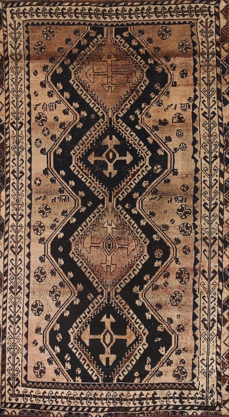 Antique Vegetable Dye Qashqai Persian Area Rug 4X8: Title:Antique Vegetable Dye Qashqai Persian Area Rug 4X8Origin:A Beautiful Genuine Iran ( Persia ) Qashqai rug is Hand Knotted by skillful weavers in Iran ( Persia ) with 100% Wool Material. This rug