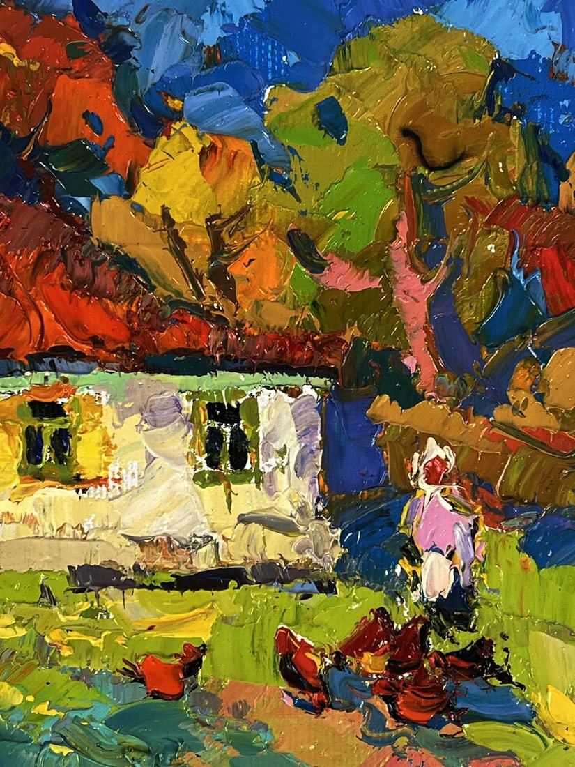 Oil painting Chickens in the yard Oksana Ivanyuk - 10