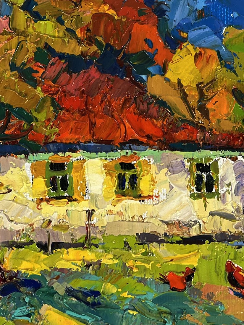 Oil painting Chickens in the yard Oksana Ivanyuk - 7