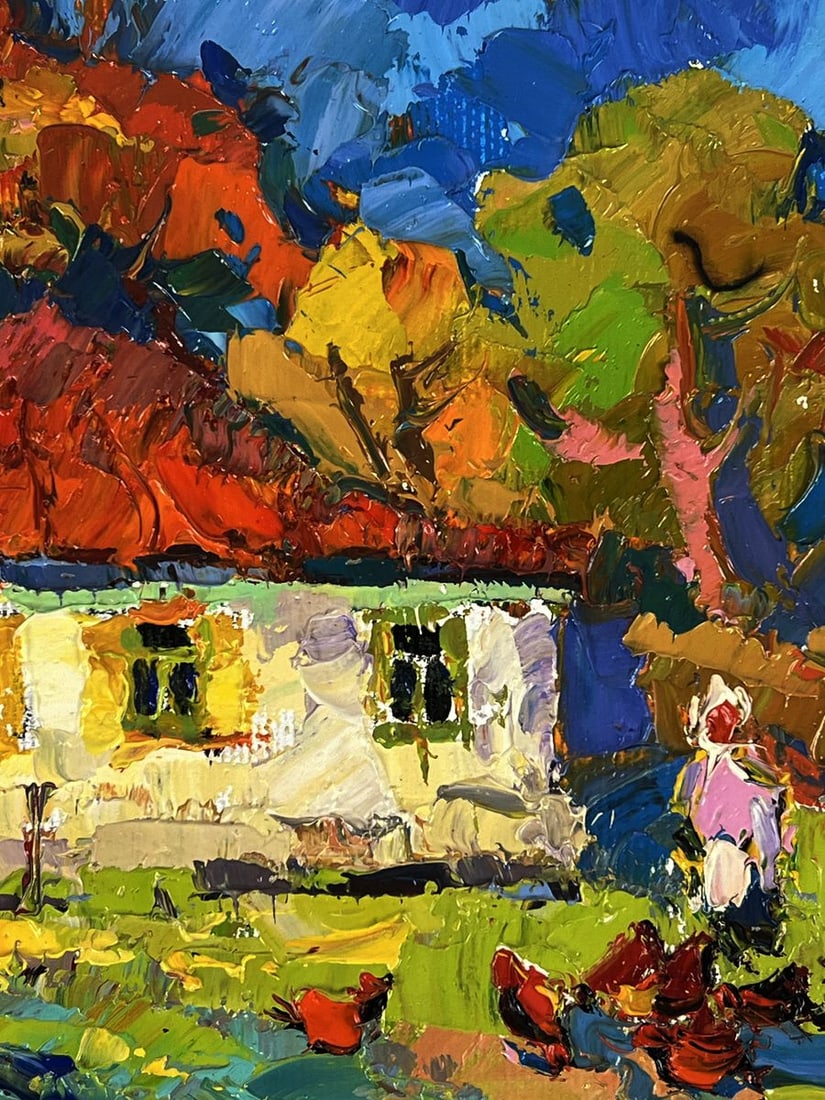 Oil painting Chickens in the yard Oksana Ivanyuk - 9