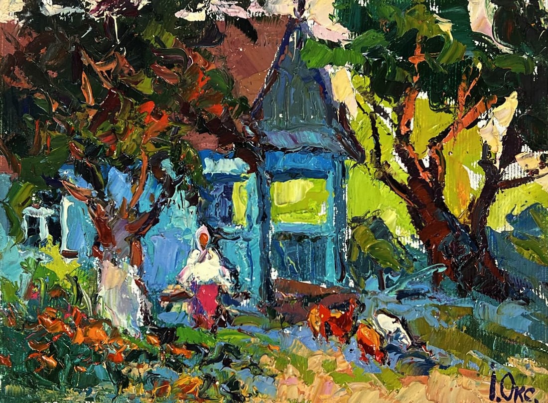 Oil painting In the evening in the yard Oksana Ivanyuk - 3