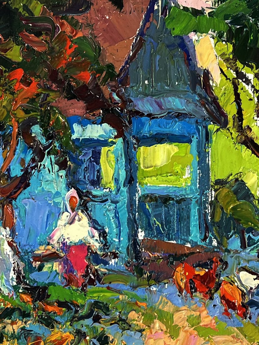 Oil painting In the evening in the yard Oksana Ivanyuk - 7