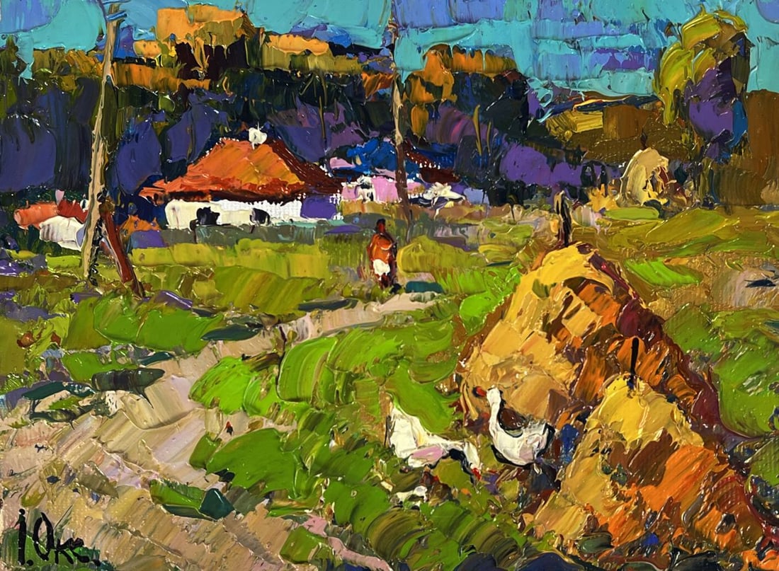 Oil painting On the Pasture in the Field Oksana Ivanyuk - 3