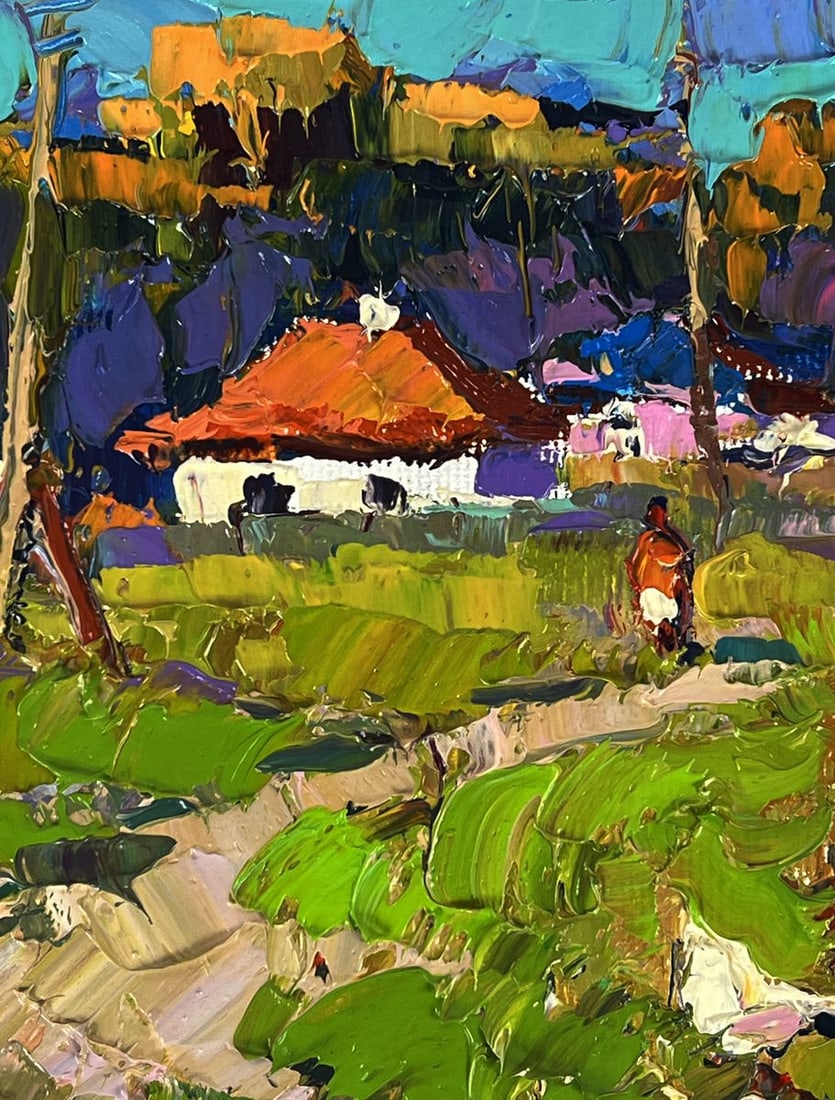 Oil painting On the Pasture in the Field Oksana Ivanyuk - 4