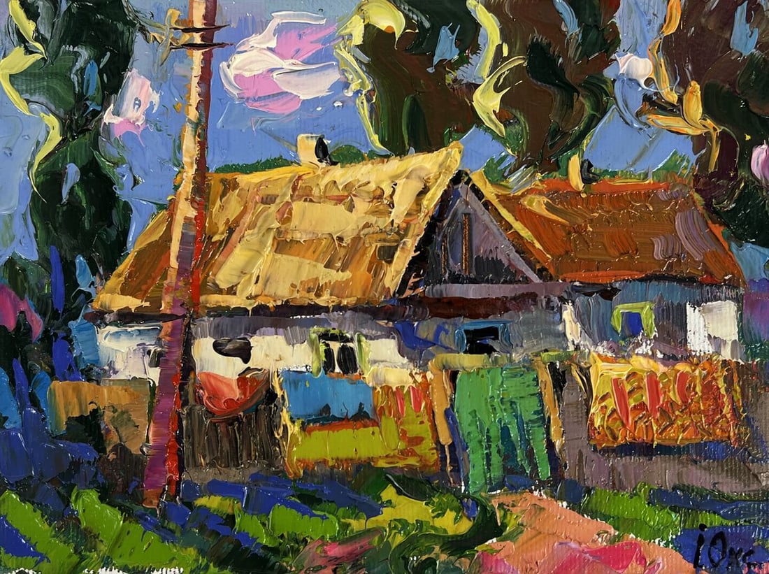 Oil painting A quiet weekend in the village Oksana Ivanyuk - 3