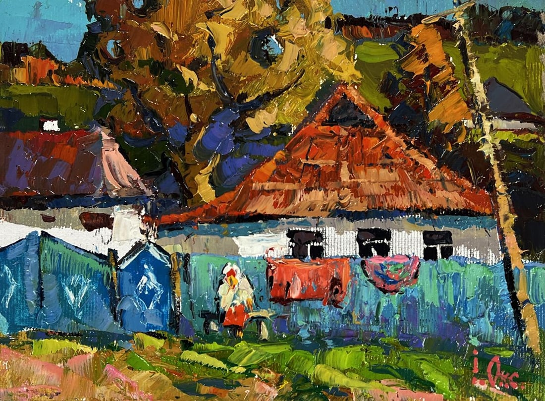 Oil painting Get togethers in the yard Oksana Ivanyuk - 3