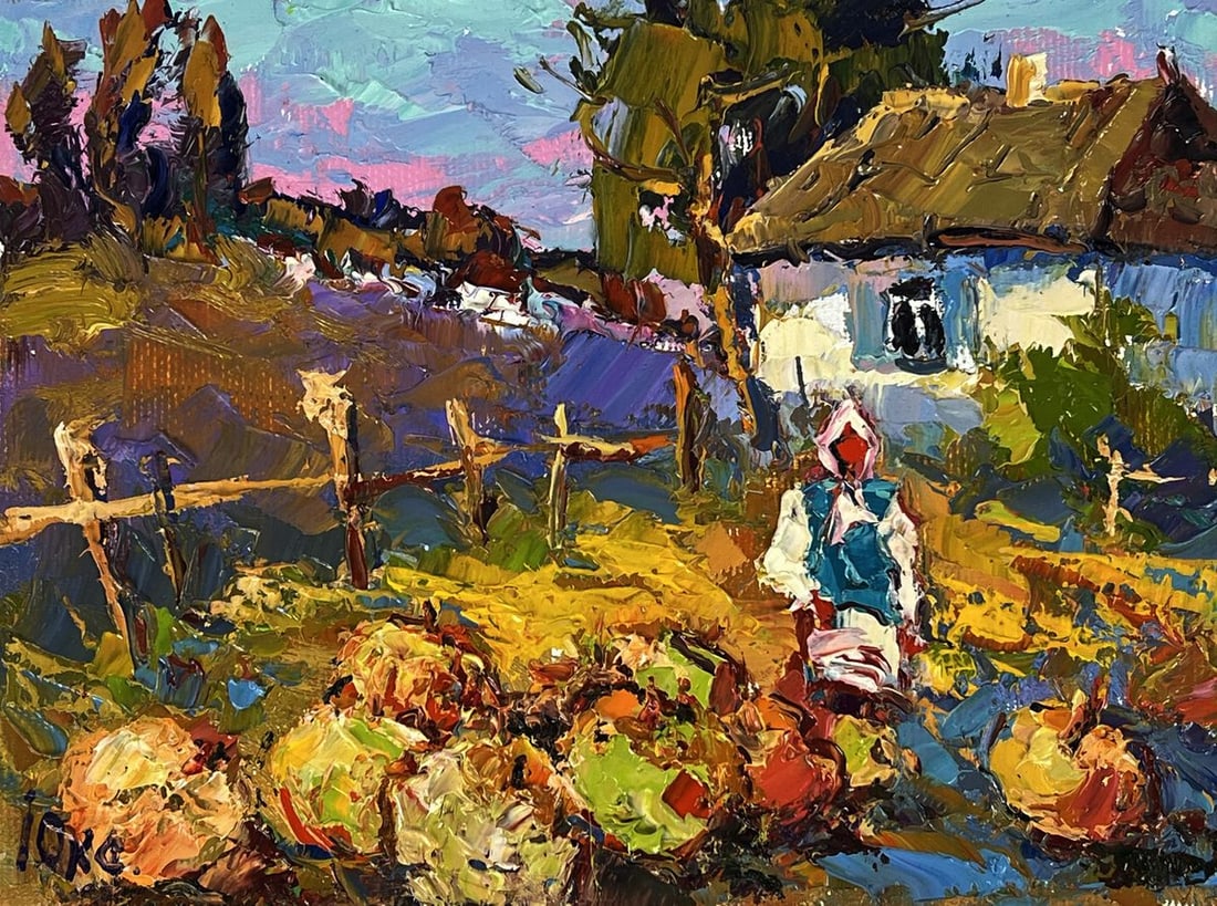 Oil painting Pumpkins in the garden Oksana Ivanyuk - 3