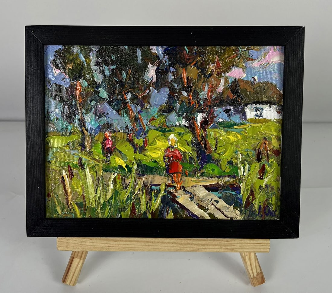 Oil painting Walking along a wooden path Oksana Ivanyuk: Title: Oil painting Walking along a wooden path Oksana Ivanyuk Description: NoAAA6215 *** ABOUT THIS PAINTING *** * TITLE: "Walking along a wooden path" * ARTISTS: Oksana Ivanyuk * SIZE: 15x20 cm/5.90