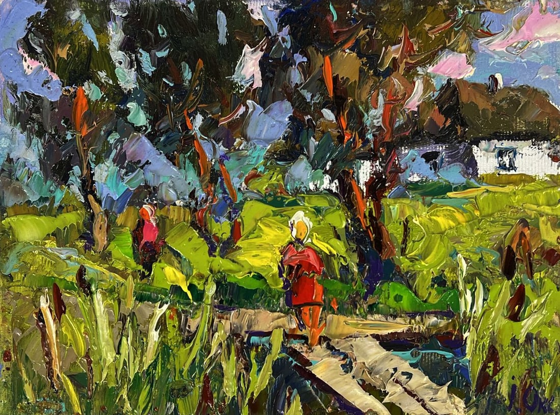 Oil painting Walking along a wooden path Oksana Ivanyuk - 3