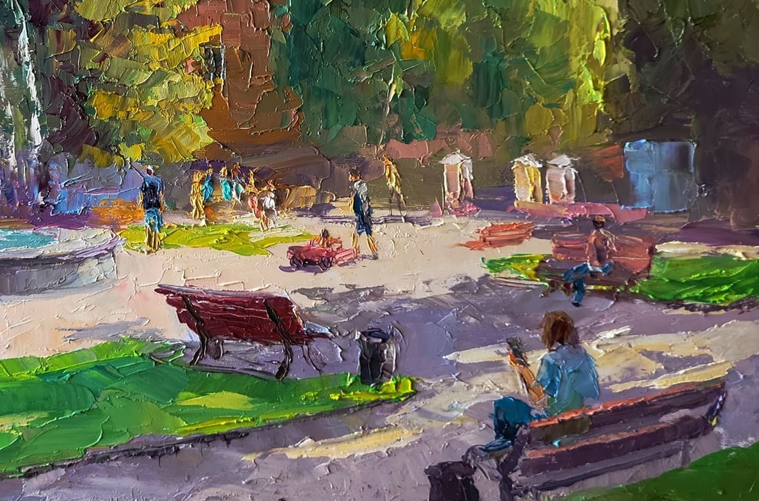 Oil painting City park with a fountain Boris Serdyuk - 4