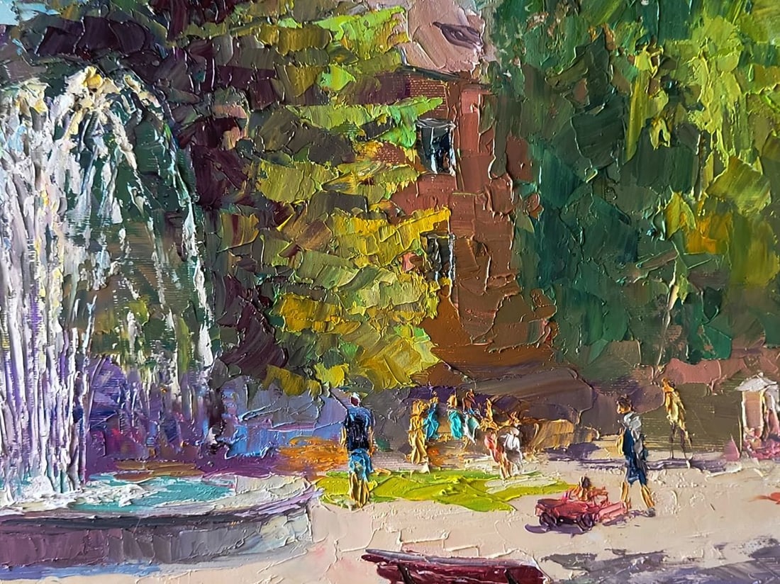 Oil painting City park with a fountain Boris Serdyuk - 8
