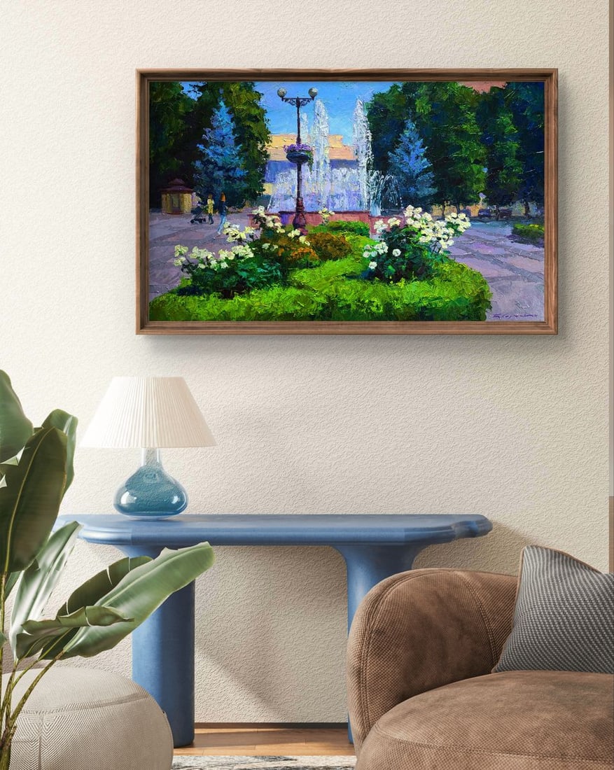 Oil painting City square with fountains Boris Serdyuk - 2