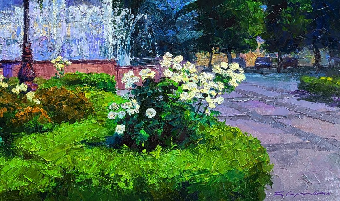 Oil painting City square with fountains Boris Serdyuk - 4