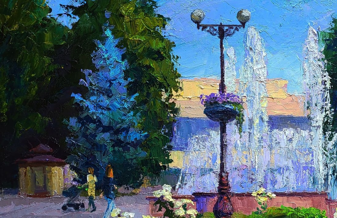 Oil painting City square with fountains Boris Serdyuk - 6