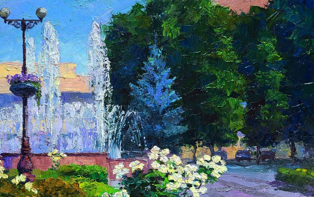 Oil painting City square with fountains Boris Serdyuk - 7