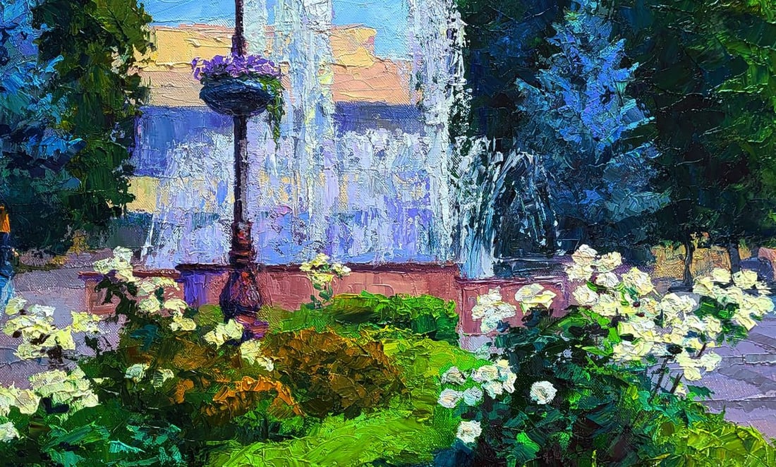 Oil painting City square with fountains Boris Serdyuk - 8