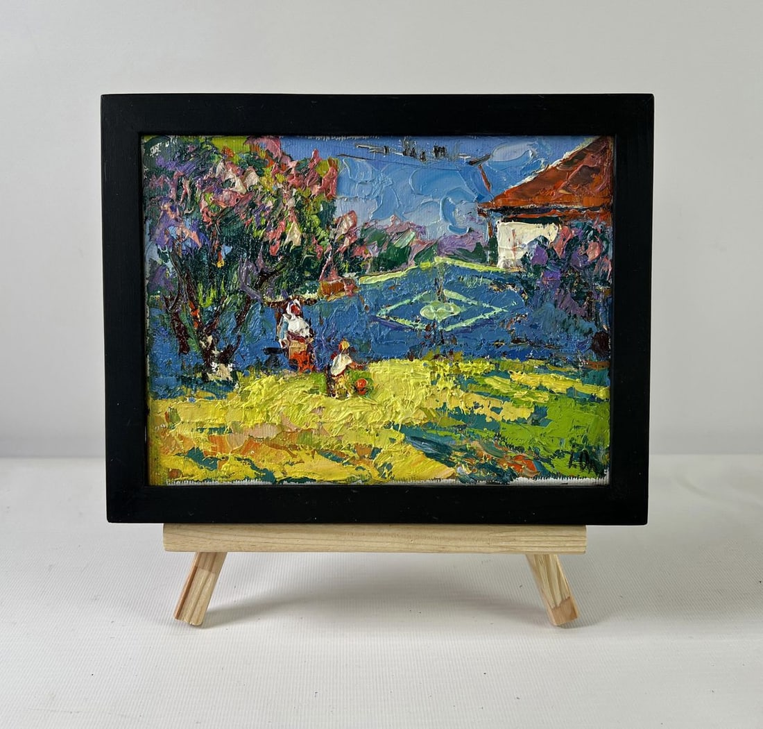 Oil painting Day beneath the sky Alex Kalenyuk: Title: Oil painting Day beneath the sky Alex Kalenyuk Description: NoAAA5254 The oil painting on Canvas titled "Day Beneath the Sky" radiates the vibrant warmth and serenity of a sunlit countryside af