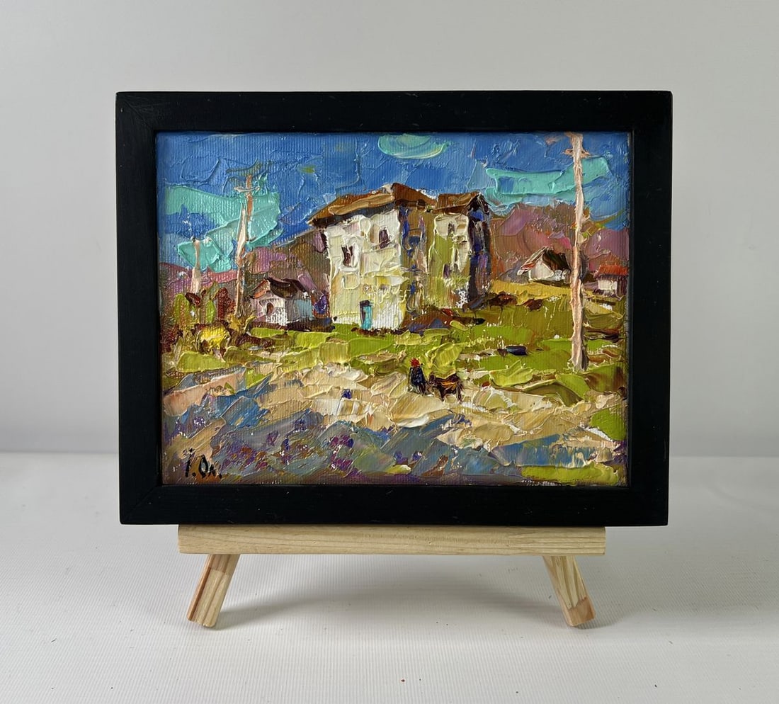 Oil painting Eastern motif Alex Kalenyuk: Title: Oil painting Eastern motif Alex Kalenyuk Description: NoAAA5287 The oil painting on Canvas titled "Eastern Motif" is a vibrant homage to the architectural charm and serene rhythm of life in an