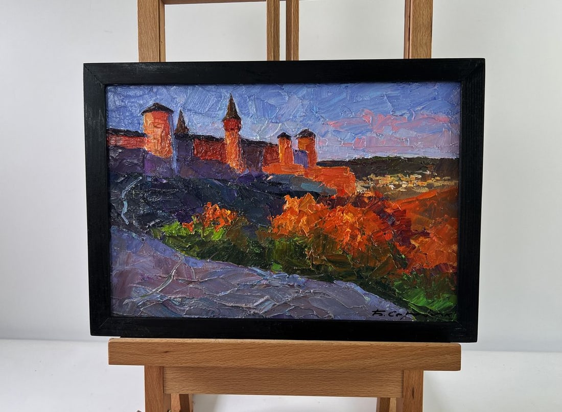 Oil painting Castle on the Hill and Autumn Boris Serdyuk: Title: Oil painting Castle on the Hill and Autumn Boris Serdyuk Description: NoAAA5307 The oil painting on Canvas titled "Castle on the Hill and Autumn" captures a radiant moment in time, where archit