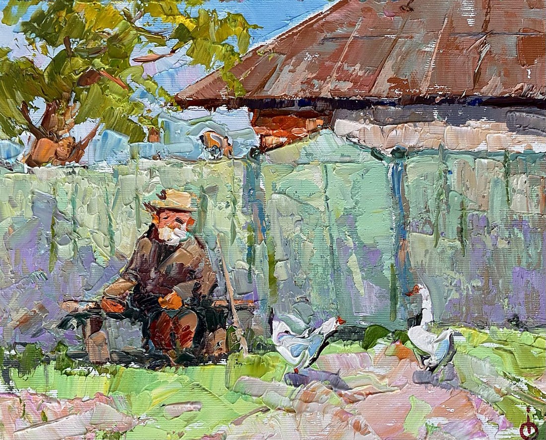 Oil painting Spring Alex Kalenyuk: Title: Oil painting Spring Alex Kalenyuk Description: NoKalen 1346 "Spring" is a delightful oil painting that captures the charm and simplicity of rural life in the early days of the season. The artis