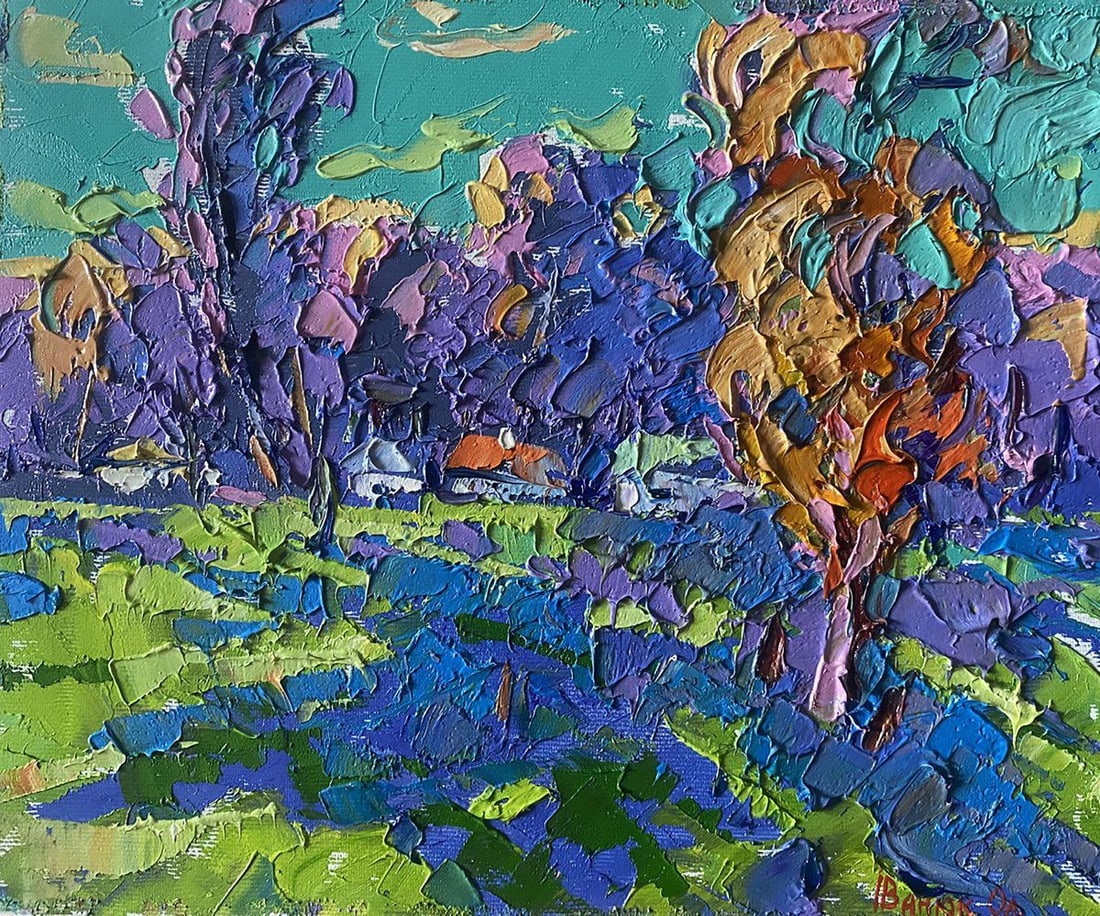 Oil painting Clear morning Alex Kalenyuk: Title: Oil painting Clear morning Alex Kalenyuk Description: NoKalen 1427 The painting "Clear Morning" captures the freshness and serenity of a peaceful dawn in a countryside setting. The artist maste