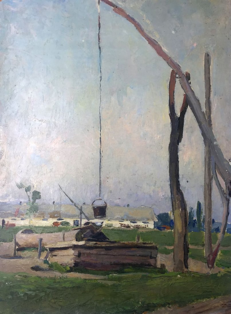 Oil painting Well original picture painter: Title: Oil painting Well original picture painter Description: NoGS 192 *** ABOUT THIS PAINTING *** * TITLE: "Well" * SIZE: 50x37 cm/'19.68x14.56 inches' * MEDIUM: oil, cardboard * HAND PAINTED: Origi