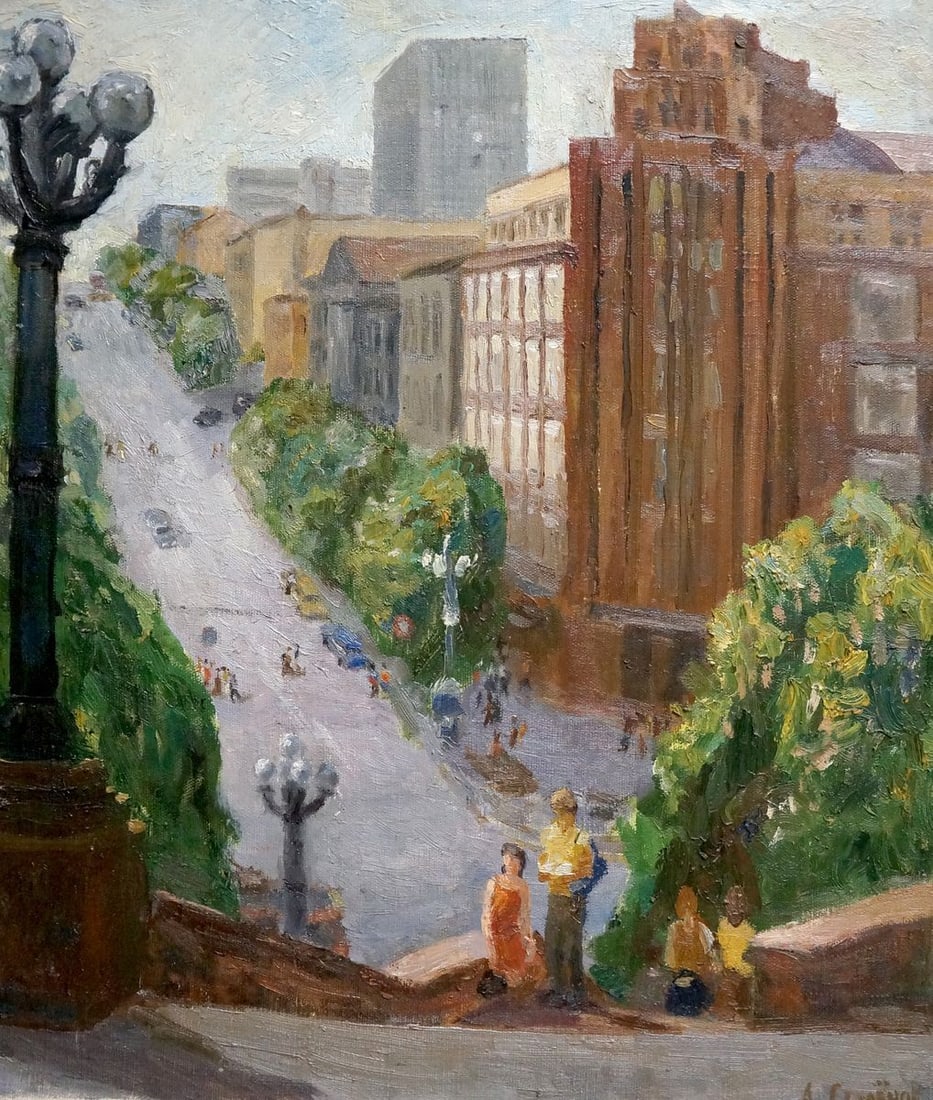 Oil painting City landscape Semenov Arseny Nikiforovich: Title: Oil painting City landscape Semenov Arseny Nikiforovich Description: NoVern 1124 *** ABOUT THIS PAINTING *** * TITLE: "City landscape" * ARTISTS: Semenov Arseny Nikiforovich * SIZE: 60x51 cm/'2