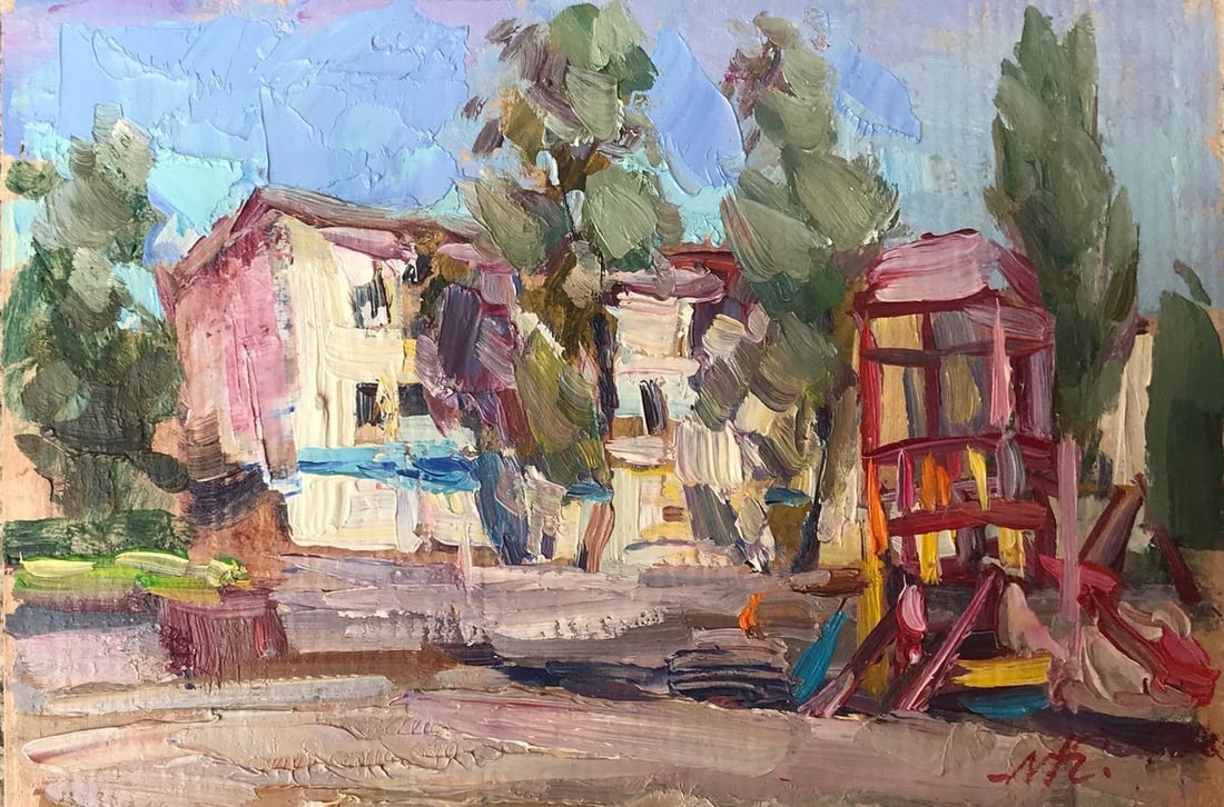 Oil painting Playground Kuzeminsky Nikolay Borisovich: Title: Oil painting Playground Kuzeminsky Nikolay Borisovich Description: NoAAA2039 Looking for a unique and interesting oil painting for your home or office? Look no further than "Playground" by tale
