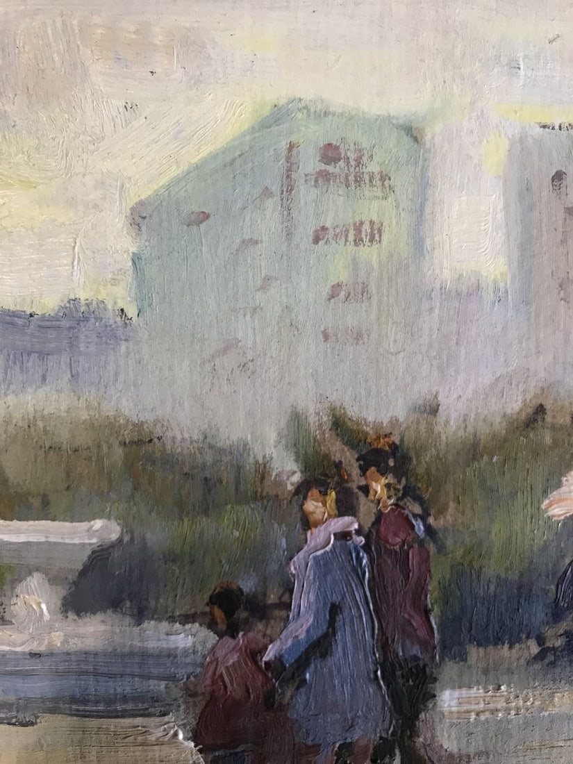 Tempera painting Walk through the city center Unknown artist - 5