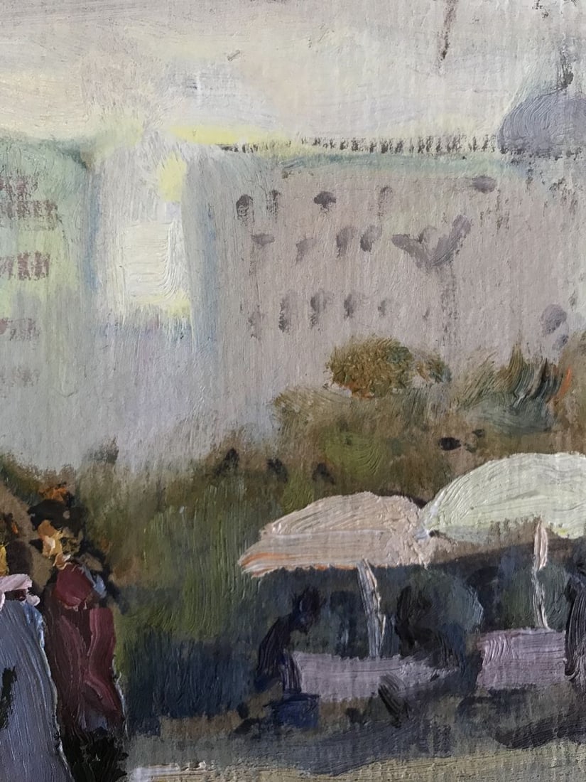 Tempera painting Walk through the city center Unknown artist - 7