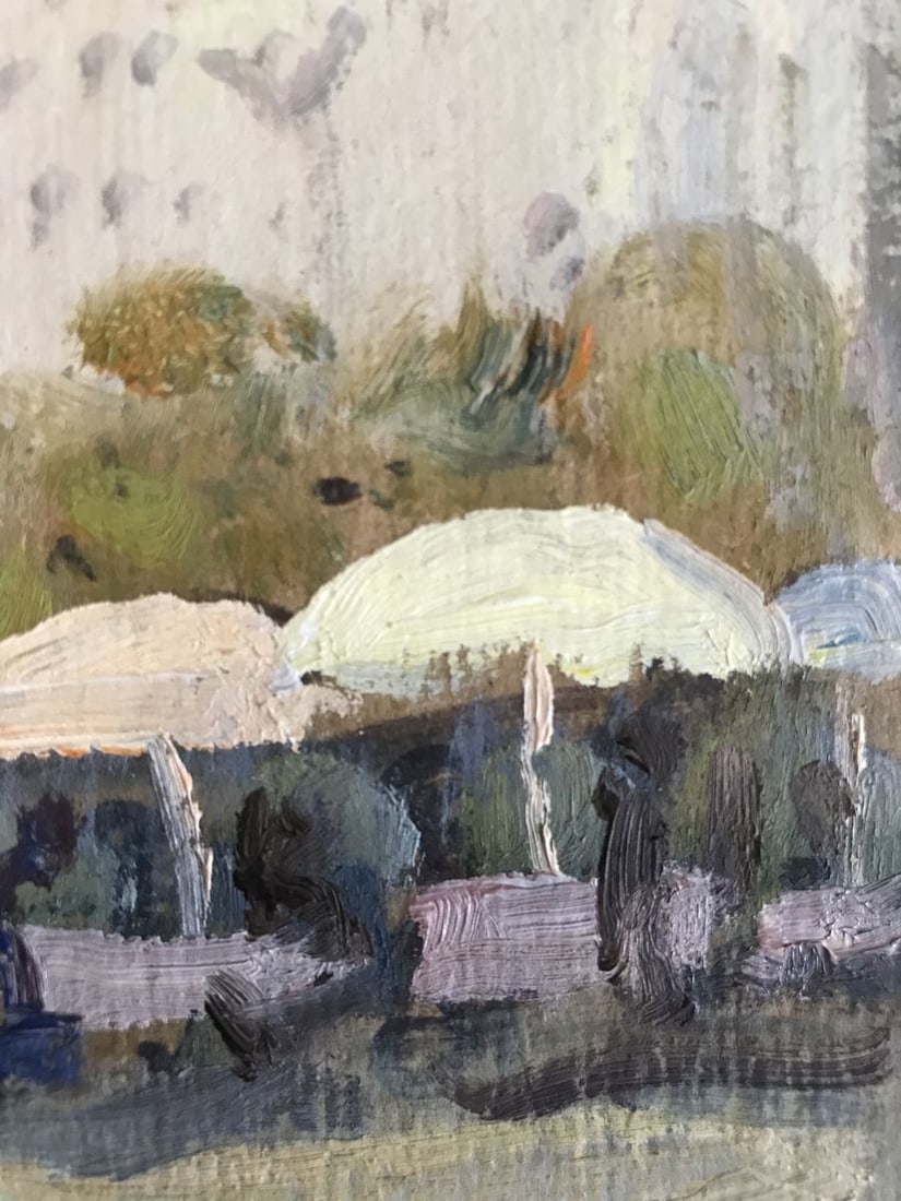 Tempera painting Walk through the city center Unknown artist - 9