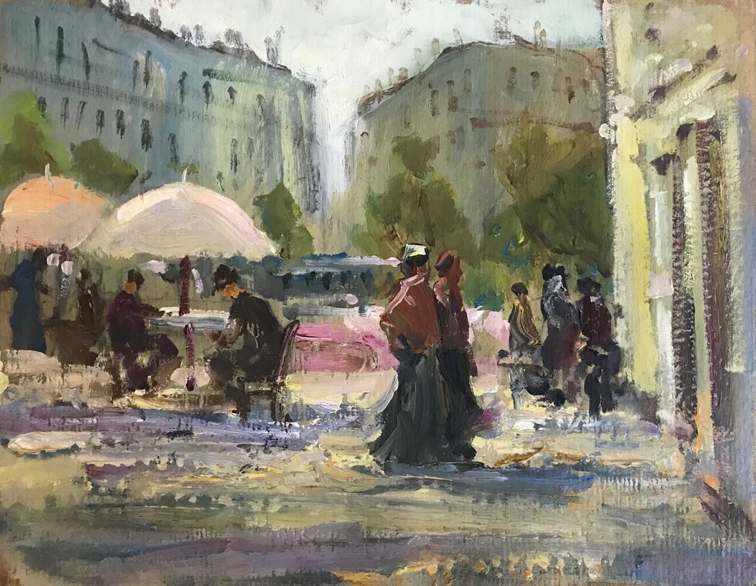 Tempera painting European city Unknown artist (1 of 11)