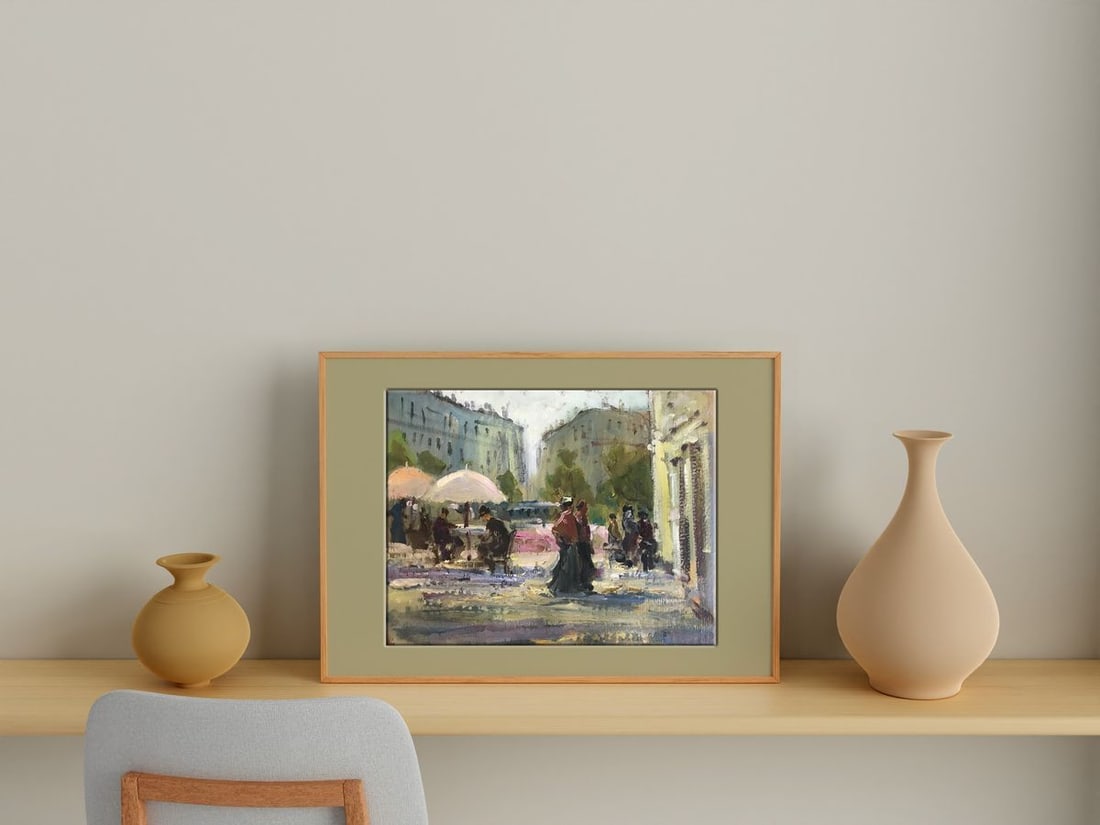 Tempera painting European city Unknown artist - 2