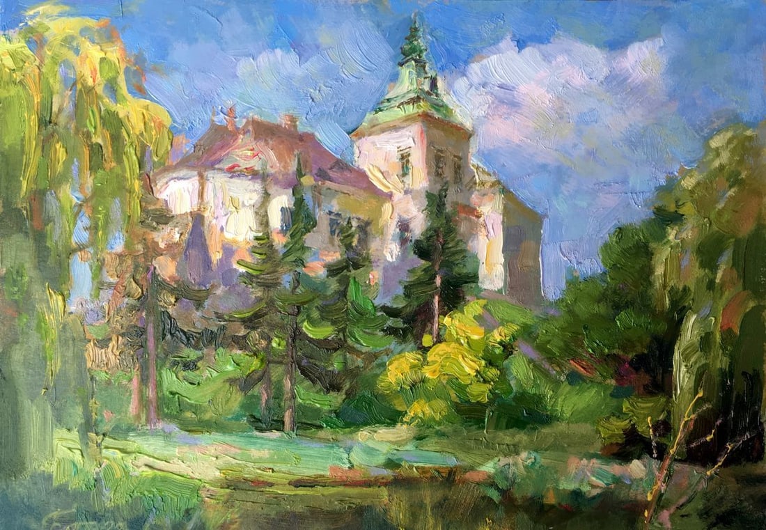 Oil painting Olesko Castle Batrakov Vladimir Grigorievich: Title: Oil painting Olesko Castle Batrakov Vladimir Grigorievich Description: NoAAA2372 *** ABOUT THIS PAINTING *** * TITLE: "Olesko Castle" * ARTISTS: Batrakov Vladimir Grigorievich * SIZE: 25x35