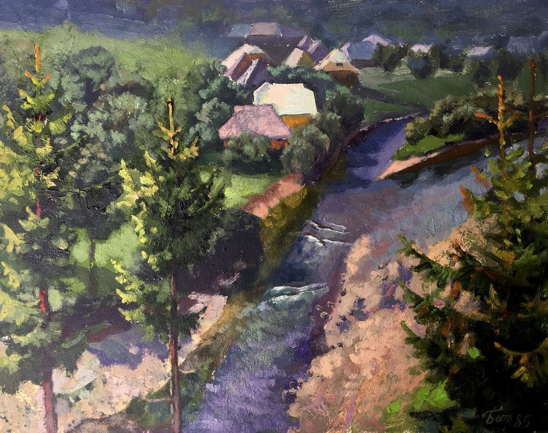 Oil painting Village river Batrakov Vladimir Grigorievich: Title: Oil painting Village river Batrakov Vladimir Grigorievich Description: NoAAA2405 *** ABOUT THIS PAINTING *** * TITLE: "Village river" * ARTISTS: Batrakov Vladimir Grigorievich * SIZE: 40x50 cm/