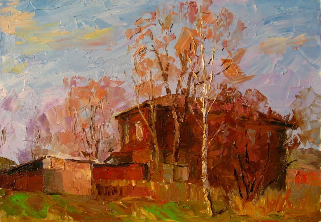 Oil painting Old house Serdyuk Boris Petrovich: Title: Oil painting Old house Serdyuk Boris Petrovich Description: NoSERB 167 * TITLE: "Old house" * ARTISTS: Serdyuk Boris Petrovich * SIZE: 60x42 cm/'23.62x16,53 inches' * MEDIUM: oil, canvas * HAND