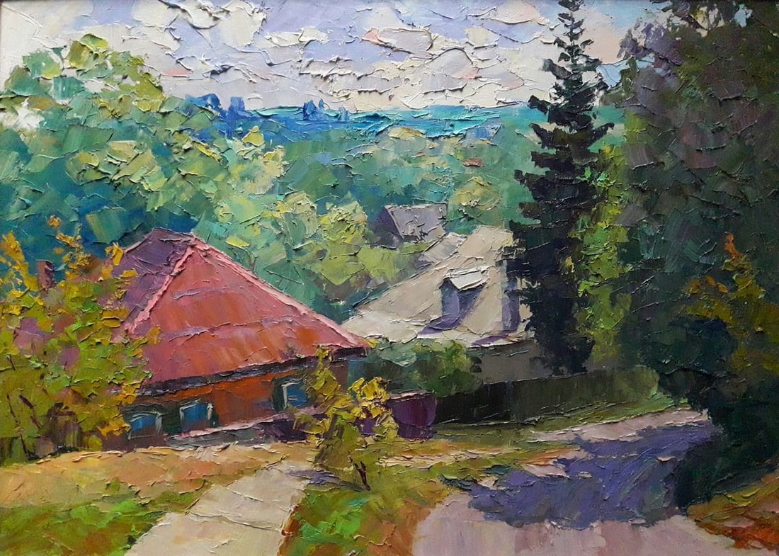 Oil painting District Cherednikov Serdyuk Boris Petrovich: Title: Oil painting District Cherednikov Serdyuk Boris Petrovich Description: NoSERB 263 * TITLE: "District Cherednikov" * ARTISTS: Serdyuk Boris Petrovich * SIZE: 70x50 cm/'27.55x19.68 inches' * MEDI