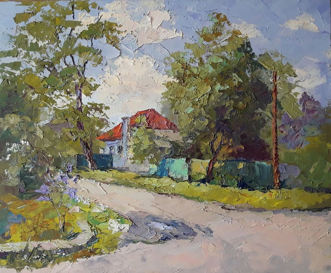 Oil painting House with a red roof Serdyuk Boris Petrovich: Title: Oil painting House with a red roof Serdyuk Boris Petrovich Description: NoSERB 316 * TITLE: "House with a red roof" * ARTISTS: Serdyuk Boris Petrovich * SIZE: 50x60 cm/'19.68x23.62 inches' * ME