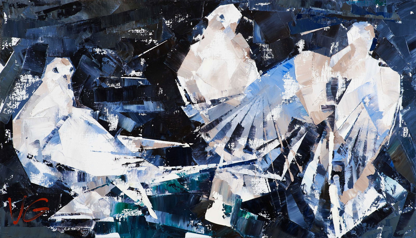 Oil painting Under the wings Volodymyr Gluhomanyuk: Title: Oil painting Under the wings Volodymyr Gluhomanyuk Description: 13GLUX Painter: Volodymyr Gluhomanyuk Size: 40x70 cm/15.74x27.55 inches Components: oil, canvas Original painting CONDITION: exce