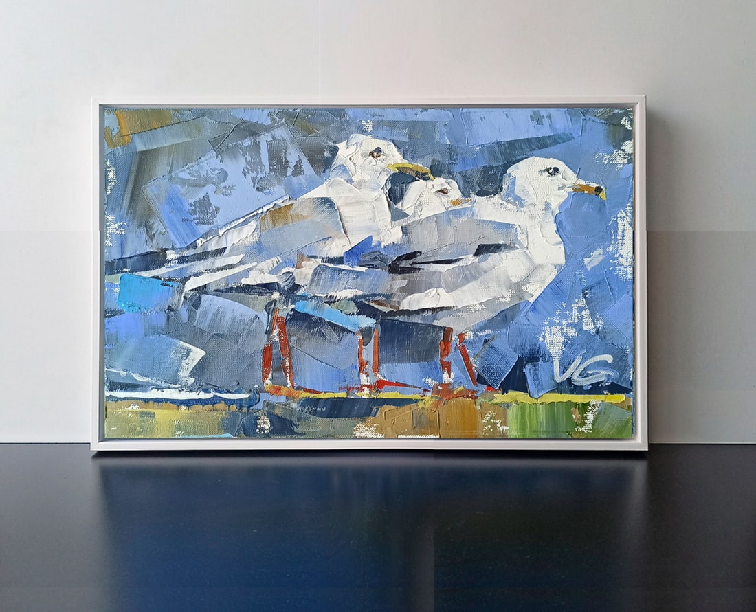 Oil painting Three little birds Volodymyr Gluhomanyuk - 2