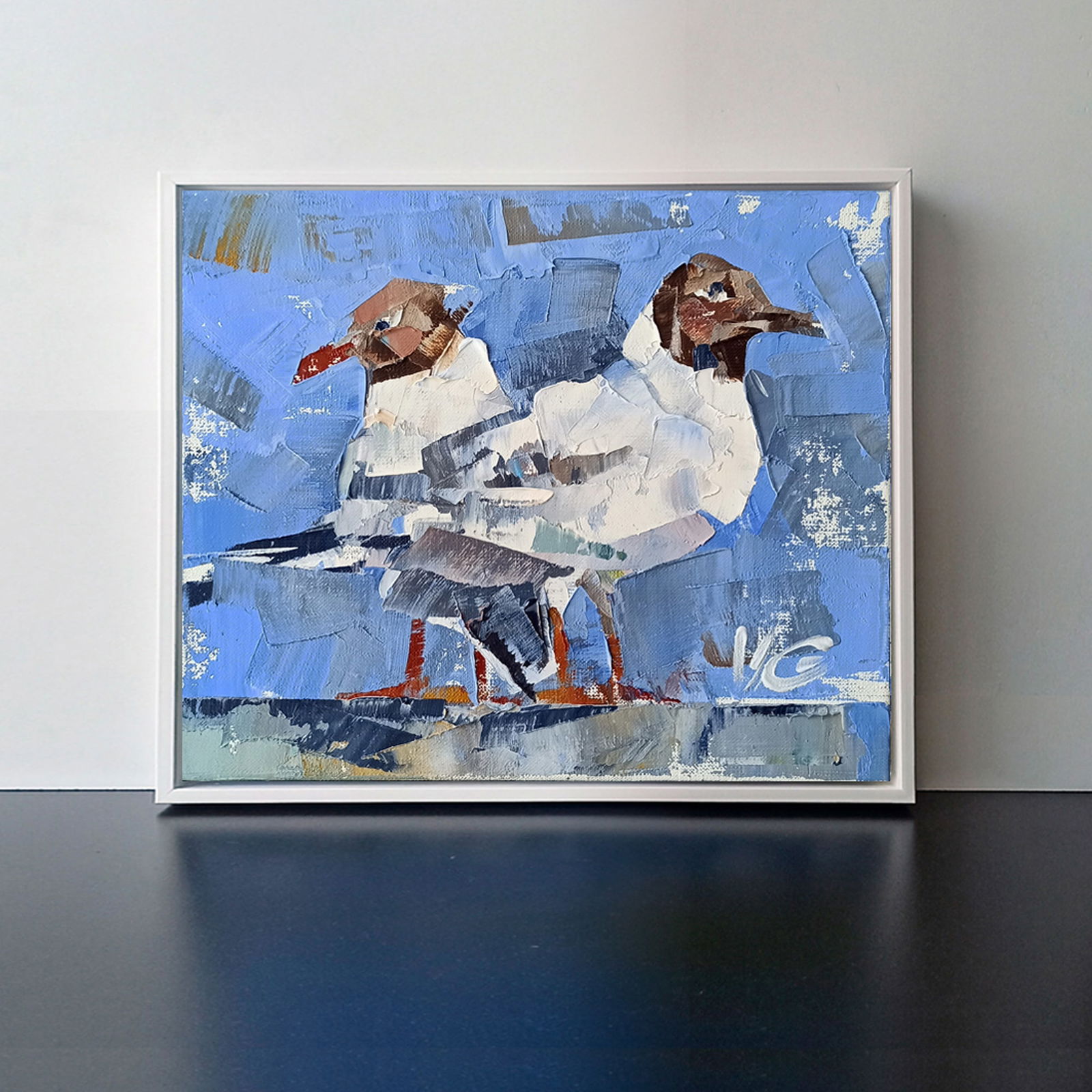 Oil painting Friendly bird walk Volodymyr Gluhomanyuk - 3