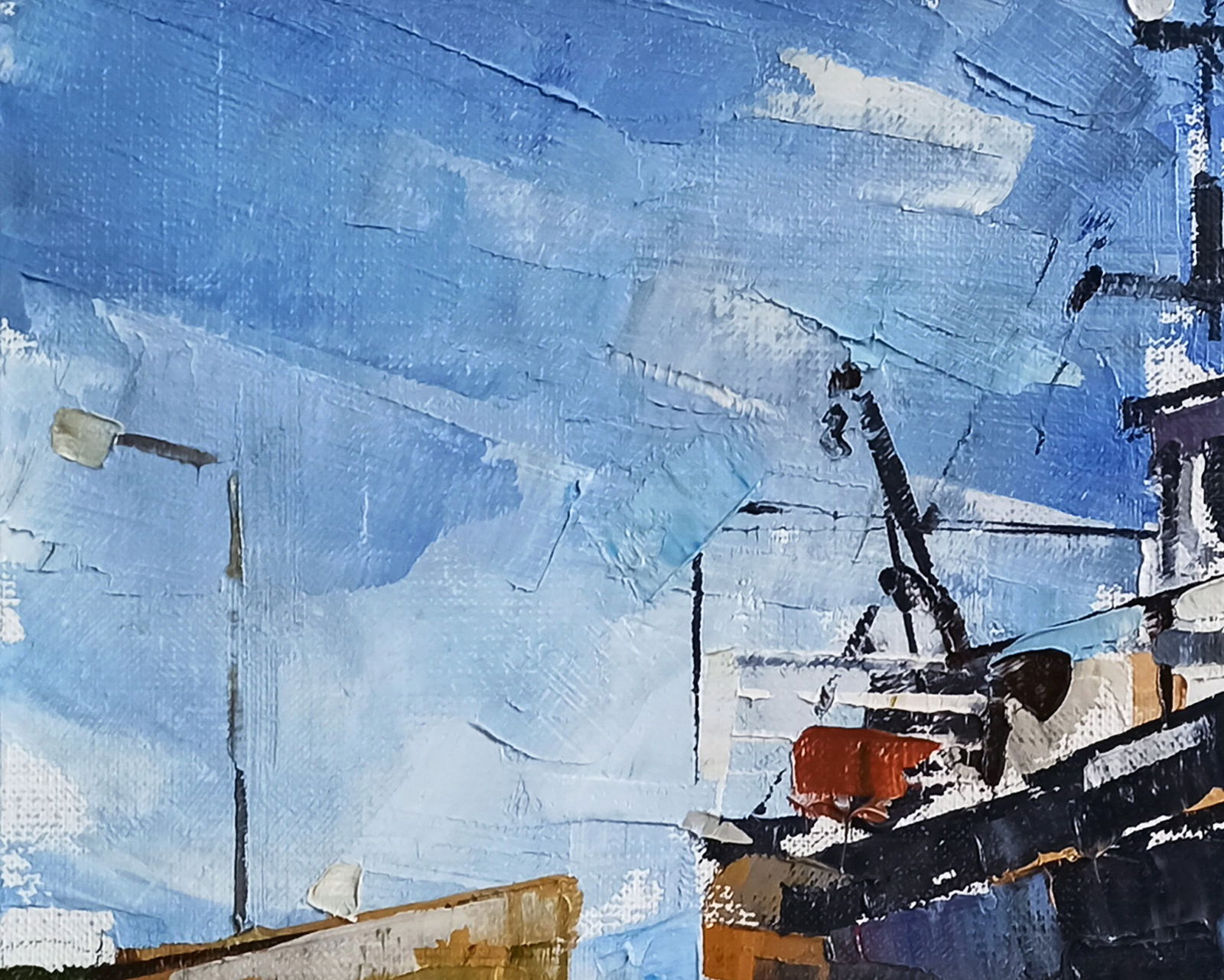 Oil painting Ship in port Volodymyr Gluhomanyuk - 4